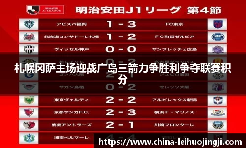 札幌冈萨主场迎战广岛三箭力争胜利争夺联赛积分